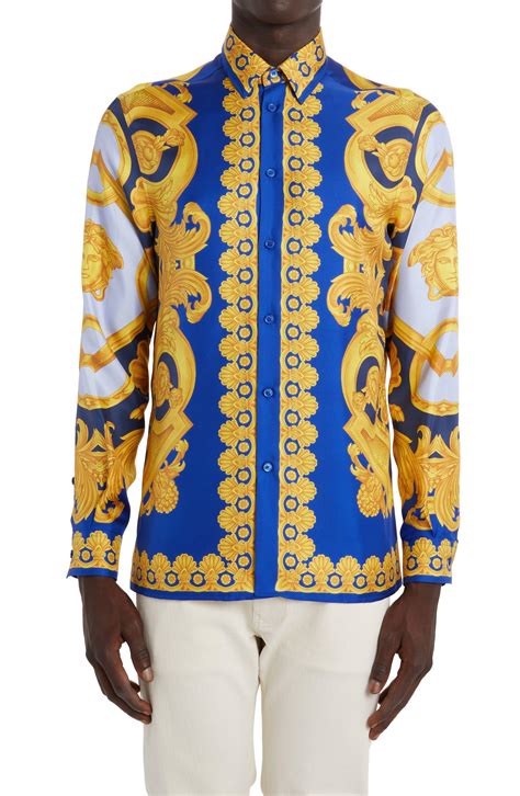 mens versace print shirt|Versace button up shirt.